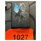 Black Matte Zippo Lighter with Grim Reaper Design
