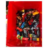 Toy Vehicles in Red Container