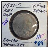 1921-S Buffalo Nickel " Key Date