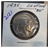 1935 Buffalo Nickel in Collectors Holder