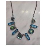Blue Crystal Embellished Silvertone Necklace