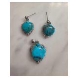 Sterling Silver Heart-Shaped Turquoise Jewelry Set