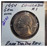 1954 Jefferson Nickel with Rare Die Reverse
