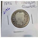 1896 P Barber Quarter in Holder