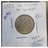 1883 Liberty Head No Cents Nickel