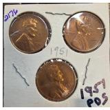 1951 Lincoln Wheat Pennies in Holder