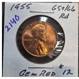 1955 Lincoln Wheat Penny Gem Red 65/66 Rd