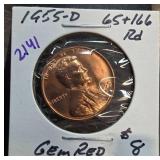 1955-D Lincoln Wheat Cent in Gem Red Condition