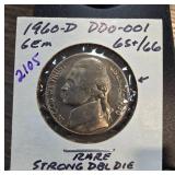 1960-D Jefferson Nickel DDO-001 Rare Coin