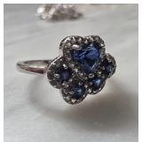 Sterling Silver Ring With Blue Heart Stone