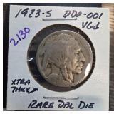 1923-S Buffalo Nickel DDO-001 Rare Die