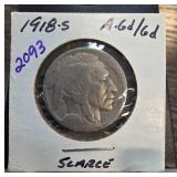 1918-S Buffalo Nickel in Holder