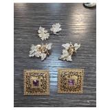 Earrings With Leaf and Filigree Designs