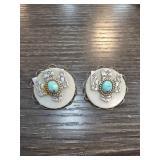 Vintage Clip-On Earrings With Turquoise Color Acce