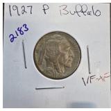 1927 P Buffalo Nickel in VF-XF Condition