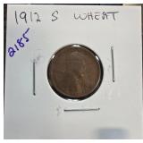 1912-S Lincoln Wheat Cent Coin