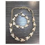 Gold-Tone Necklace and Bracelet Set with Heart Mot