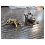 Bronze Frog and Snail Figurines