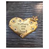 Heart-Shaped Mothers Brooch w Butterfly Accents