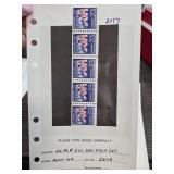 US Plate Number Coil Strip of Five Stamps