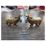 Bronze Tone Hippopotamus Sculptures