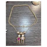Sterling Silver Necklace w Gemstone Accents 11g