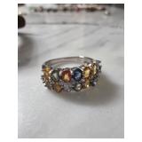 Sterling Silver Ring with Multicolor Gemstones