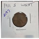 1911-S Lincoln Wheat Cent in Holder