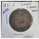 1871-S Seated Liberty Half Dollar Coin