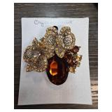 Crystal Camille Gold-Tone Floral Brooch