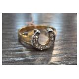 18K HGE Gold-Tone Horseshoe Ring, Sz 7