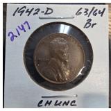 1942-D Lincoln Wheat Penny CH UNC