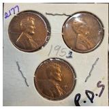 1952 Lincoln Wheat Penny PDS Set