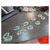 Turquoise Concho Belt with Circular Links