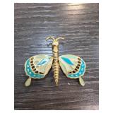 Gold-Tone Butterfly Brooch with Enamel Accents