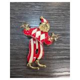 Enamel and Gold-Tone Clown Brooch