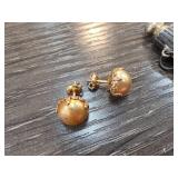 14k Gold Ball Stud Earrings, 2.5g Total