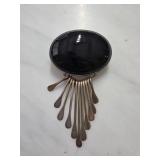 Sterling Silver Brooch with Black Stone