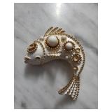 Trifari Fish-Shaped Brooch with Gold-Tone Design