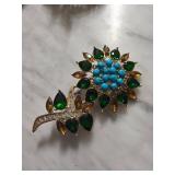 GPK Floral Brooch with Colored Gemstones