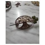 Sterling Silver Brooch With Tree and Clover Design