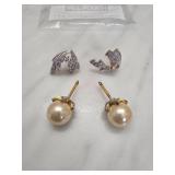 Two Pairs of Earrings With Stones