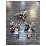 Three Metal Bee Figurines
