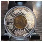Commemorative Coin Display Featuring One Cent