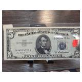 1953A United States $5 Silver Certificate Note