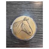 Round Brass and Metal Horse Motif Belt Buckle