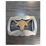 Western Belt Buckle With Longhorn Motif