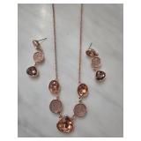 Rose-Tone Necklace and Earring Set