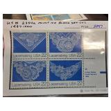 1987 US Lacemaking 22c Stamp Block Set