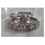 Sterling Silver Ring Set with Clear Stones